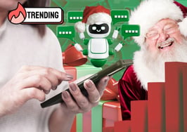 Santa and AI chatbot symbolize holiday marketing trends for real estate agents using ChatGPT and mobile tools.
