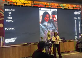 Elizabeth Koneru and her daughter Isabella at pitch battle