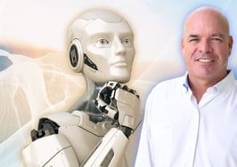 An image of a robot and author Jimmy Burgess to signify AI prompts for real estate agents.