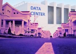 View of a data center near a residential neighborhood