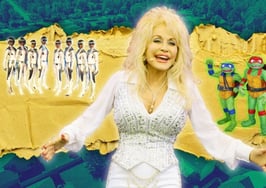 An image of Dolly Parton, Teenage Mutant Ninja Turtles and Tron characters to represent the listing marketing hook that these real estate agents found for each of five listings.