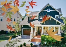 Home with falling leaves showing pending home sales fall, August 2026