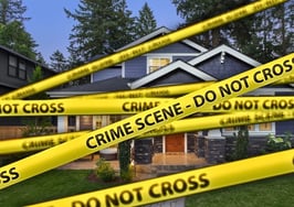 An image of crime scene tape covering a listing to represent body found at real estate listing.
