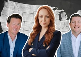 An image of Ryse Realty Group leaders in front of a map of America to represent the nationally expanding team.