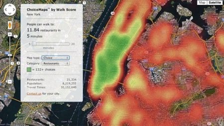 Walk Score 'ChoiceMaps' show depth of neighborhood amenities