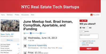 Real estate tech startup gathering to be held in NYC tomorrow