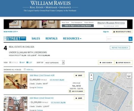 William Raveis framing StreetEasy search results in NYC