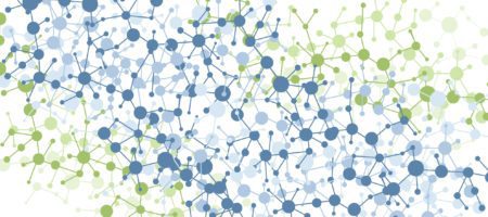 A molecular structure featuring linked dots