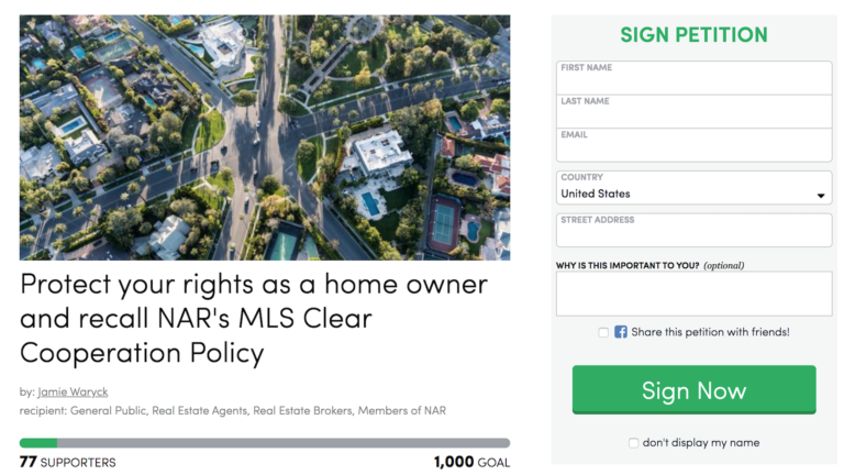 Petition seeks to overturn NAR pocket listing ban