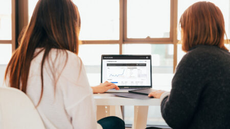 Women reading email