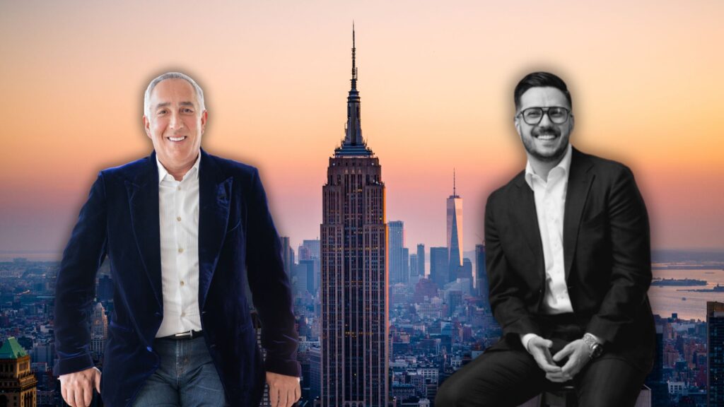 Stephen Kotler and son Max Kotler depart Douglas Elliman
