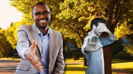 Two agents, one shy and one open, communicating agent value representing how to protect your commission.