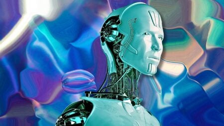 Robot face symbolizing AI trust signals.