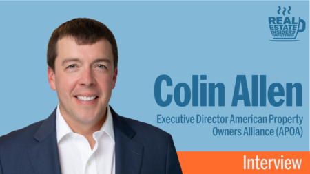 An image of Colin Allen with the Real Estate Insiders Unfiltered logo because he's the podcast guest discussing how politics and policy are fueling the housing crisis.
