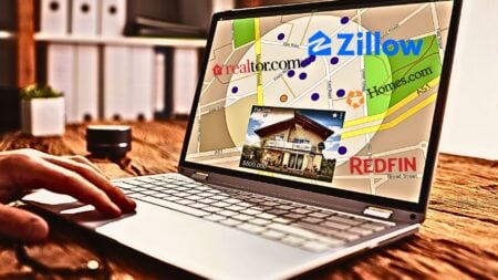 A picture of someone searching Zillow to represent getting content ideas from Zillow.