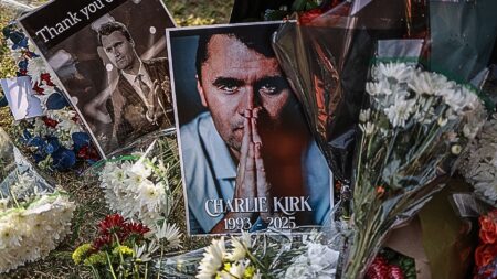 Images of Charlie Kirk memorials to symbolize how Charlie Kirk's assassination could impact the real estate market.