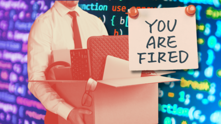 Job loss in real estate: A man carries a box of his belongings after being fired, symbolizing the risks agents face when personal opinions on social media.