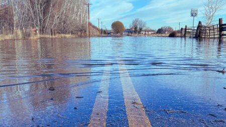 A flooded road