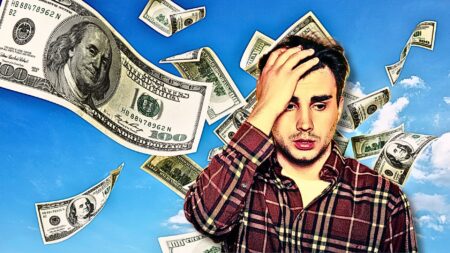 An image of a man with his hand on his forehead looking distressed as money flies away to represent how to avoid costly seller leads.