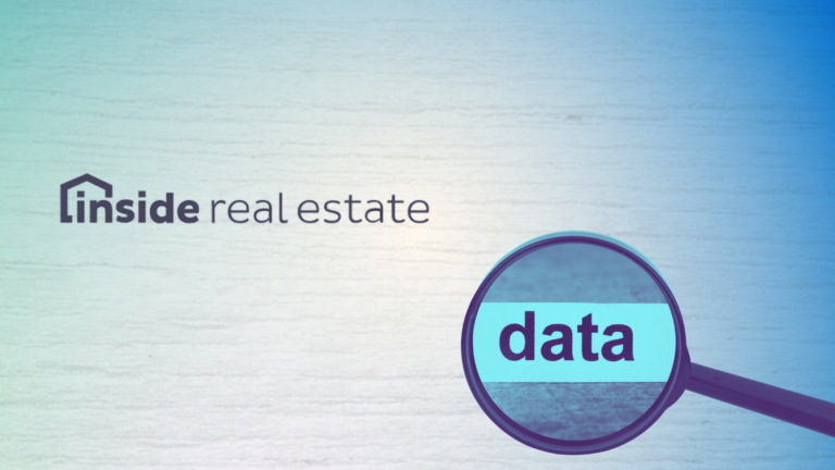 An Inside Real Estate logo with a magnifying glass over the word data to represent Inside Real Estate AI.