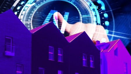 AI in the background of homes showing the growing use of AI reflected in the NAR technology report