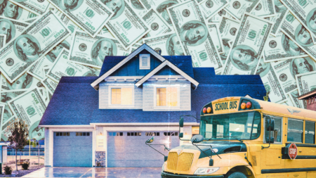 school bus and home in highly rated school zone