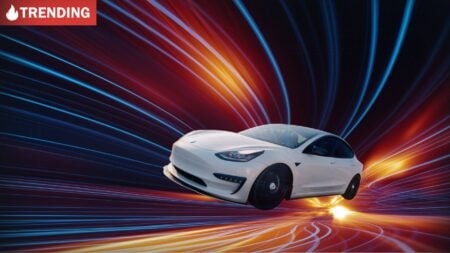 A white Tesla representing the subject of Tesla Roadster memes on X
