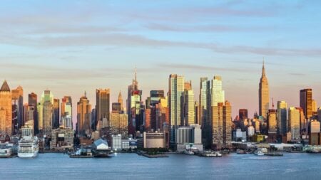 Manhattan residential towers in New York City, where owners face a pied-à-terre tax exemption deadline of Oct. 13.